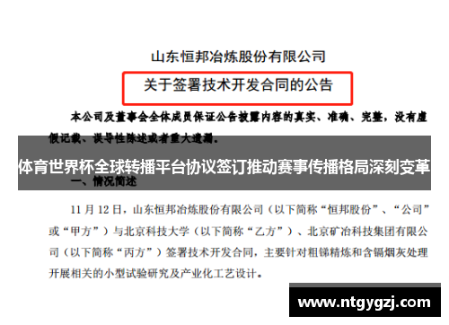 体育世界杯全球转播平台协议签订推动赛事传播格局深刻变革